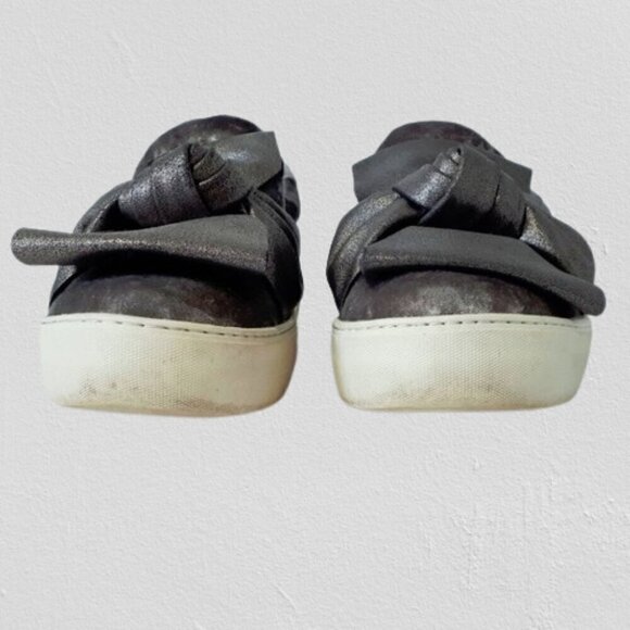 Ronsports grey velvet-like pull on sneakers w/ bow detail, lightly preworn -11 - Picture 3 of 6